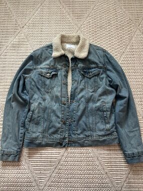 Old Navy Sherpa Lined Denim Jacket Medium Wash Trucker Coat Men’s M